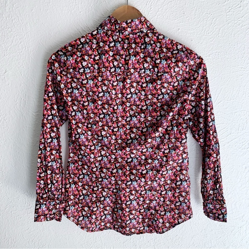 J. Crew Liberty Art Fabric Button Down Ruffle Blouse Sz 00 - Picture 2 of 5